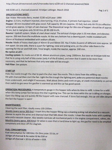 MB E230 Spec's & Procedures